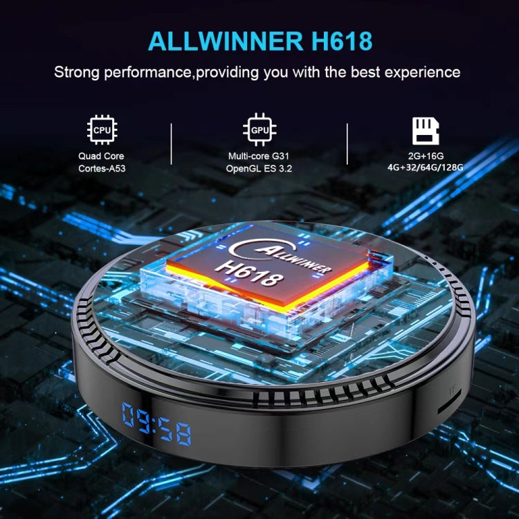 HK1RBOX H8-H618 Android 12.0 Allwinner H618 Quad Core Smart TV Box, Memory:2GB+16GB(US Plug) - Allwinner H6 by buy2fix | Online Shopping UK | buy2fix