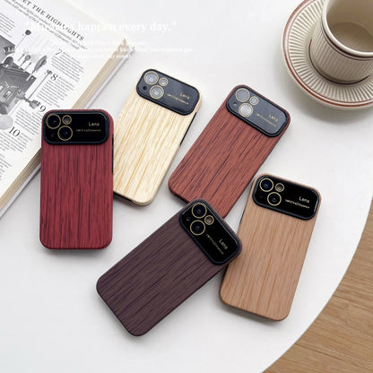 For iPhone X / XS Wood Grain TPU Phone Case with Lens Film(Red) - More iPhone Cases by buy2fix | Online Shopping UK | buy2fix