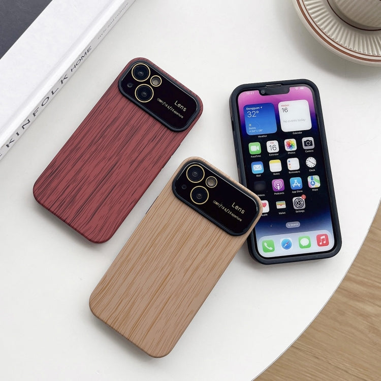 For iPhone 13 Pro Wood Grain TPU Phone Case with Lens Film(Beige) - iPhone 13 Pro Cases by buy2fix | Online Shopping UK | buy2fix
