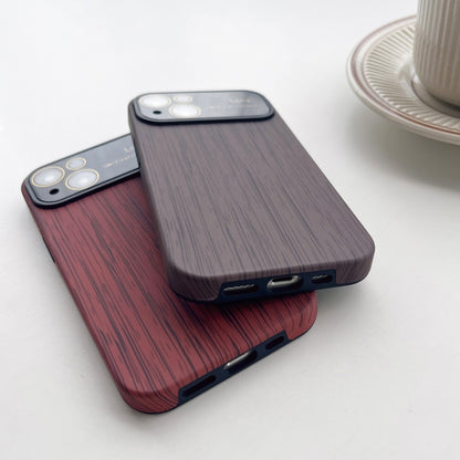 For iPhone 11 Wood Grain TPU Phone Case with Lens Film(Grey) - iPhone 11 Cases by buy2fix | Online Shopping UK | buy2fix