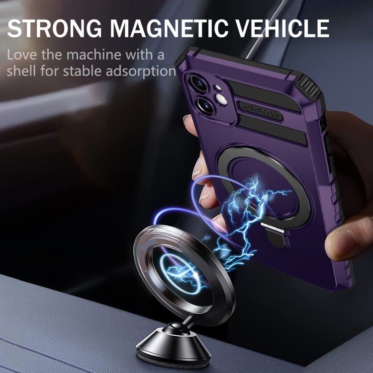 For iPhone 11 MagSafe Magnetic Holder Phone Case(Purple) - iPhone 11 Cases by buy2fix | Online Shopping UK | buy2fix