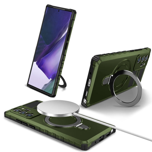 For Samsung Galaxy Note20 Ultra MagSafe Magnetic Holder Phone Case(Green) - Galaxy Note20 Ultra Cases by buy2fix | Online Shopping UK | buy2fix