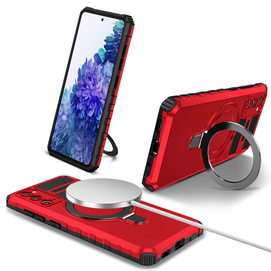 For Samsung Galaxy S20 FE MagSafe Magnetic Holder Phone Case(Red) - Galaxy S20 FE Cases by buy2fix | Online Shopping UK | buy2fix