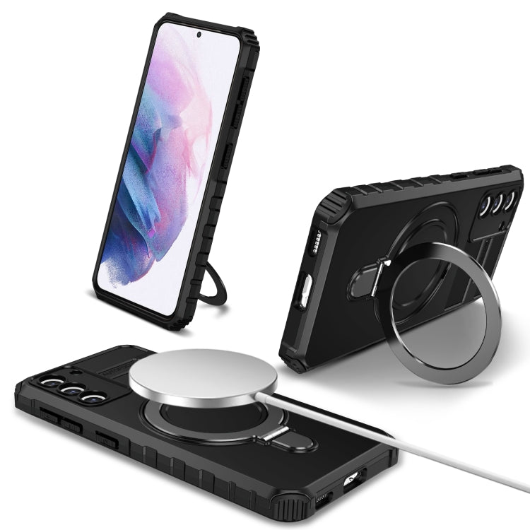 For Samsung Galaxy S21+ 5G MagSafe Magnetic Holder Phone Case(Black) - Galaxy S21+ 5G Cases by buy2fix | Online Shopping UK | buy2fix