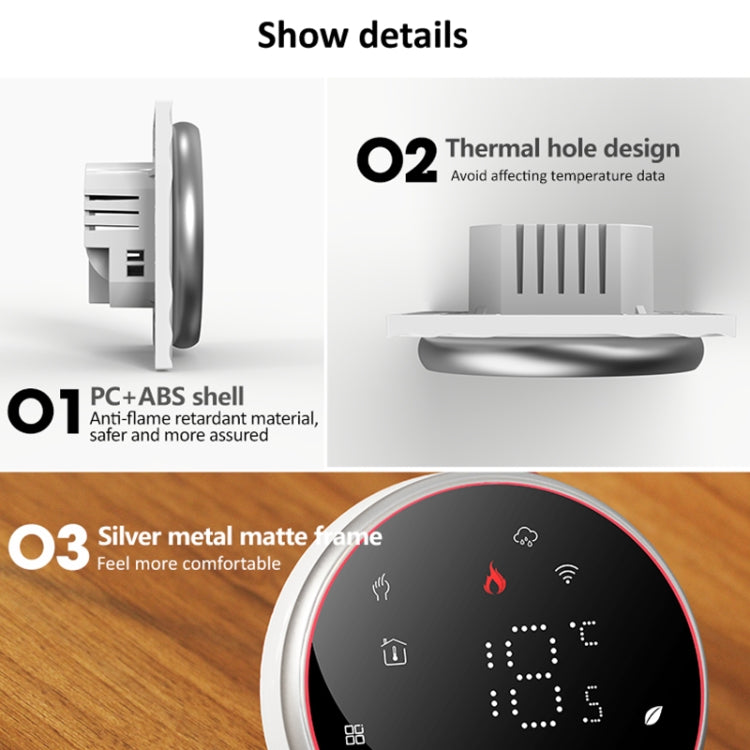 BHT-6001GCLW 95-240V AC 5A Smart Round Thermostat Boiler Heating LED Thermostat With WiFi(Black) - Thermostat & Thermometer by buy2fix | Online Shopping UK | buy2fix