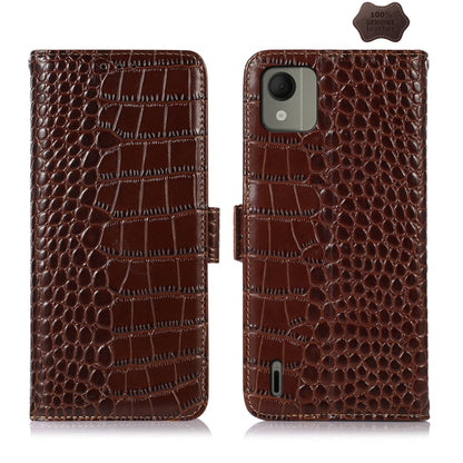 For Nokia C110 Crocodile Top Layer Cowhide Leather Phone Case(Brown) - Nokia Cases by buy2fix | Online Shopping UK | buy2fix