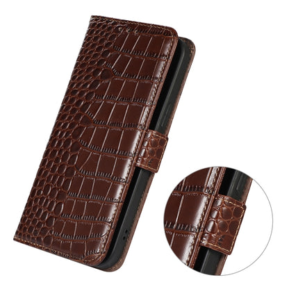 For OnePlus Ace 2 Pro Crocodile Top Layer Cowhide Leather Phone Case(Brown) - OnePlus Cases by buy2fix | Online Shopping UK | buy2fix