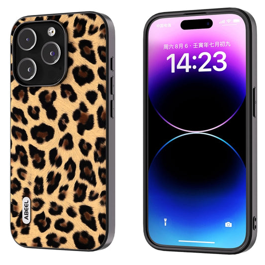 For iPhone 15 Pro ABEEL Black Edge Leopard Phone Case(Leopard Print) - iPhone 15 Pro Cases by buy2fix | Online Shopping UK | buy2fix