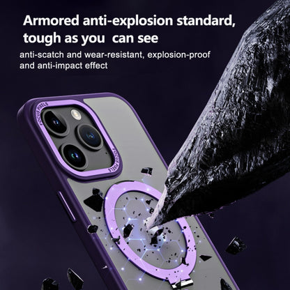 For iPhone 15 Pro Skin Feel MagSafe Shockproof Phone Case with Holder(Purple) - iPhone 15 Pro Cases by buy2fix | Online Shopping UK | buy2fix