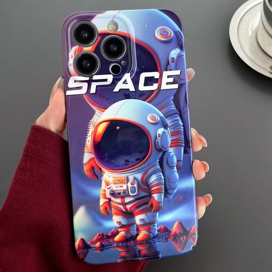 For iPhone 13 Pro Max Painted Pattern Precise Hole PC Phone Case(Orange White Astronaut) - iPhone 13 Pro Max Cases by buy2fix | Online Shopping UK | buy2fix