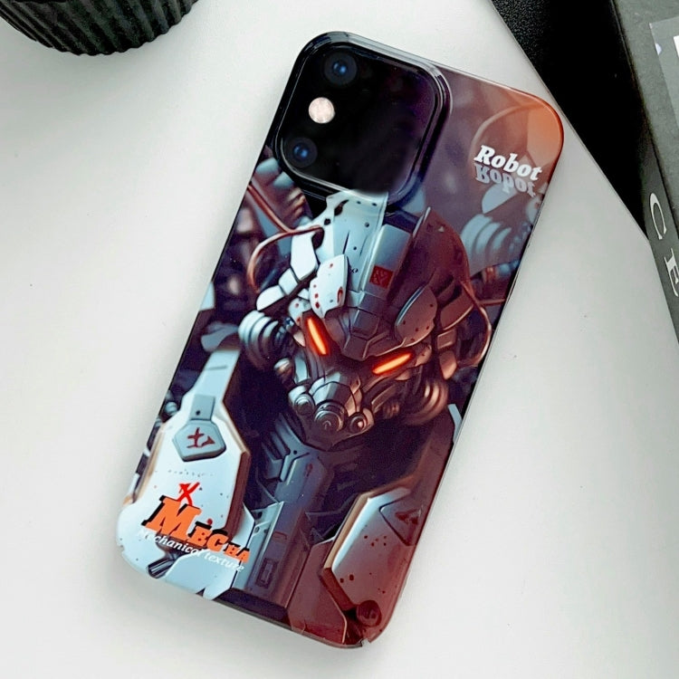 For iPhone XS Max Painted Pattern Precise Hole PC Phone Case(Orange Robot) - More iPhone Cases by buy2fix | Online Shopping UK | buy2fix