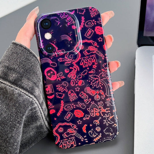 For iPhone XS Max Painted Pattern Precise Hole PC Phone Case(Black Red Graffiti) - More iPhone Cases by buy2fix | Online Shopping UK | buy2fix