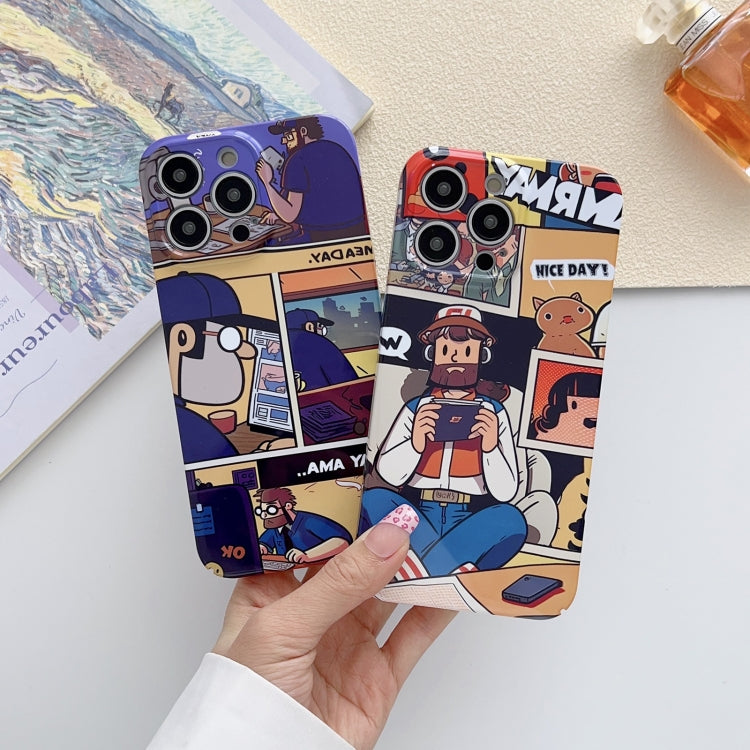 For iPhone 14 Painted Pattern Precise Hole PC Phone Case(Orange Comics) - iPhone 14 Cases by buy2fix | Online Shopping UK | buy2fix