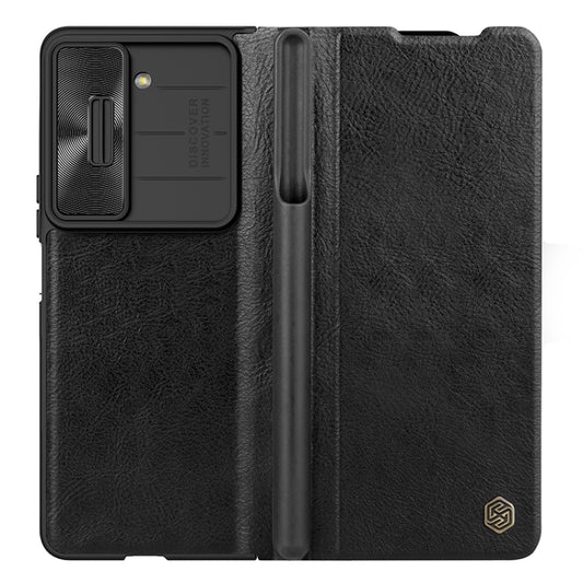 For Samsung Galaxy Z Fold5 NILLKIN QIN Series Pro Sliding Camera Cover Design Leather Phone Case(Black) - Galaxy Z Fold5 Cases by NILLKIN | Online Shopping UK | buy2fix