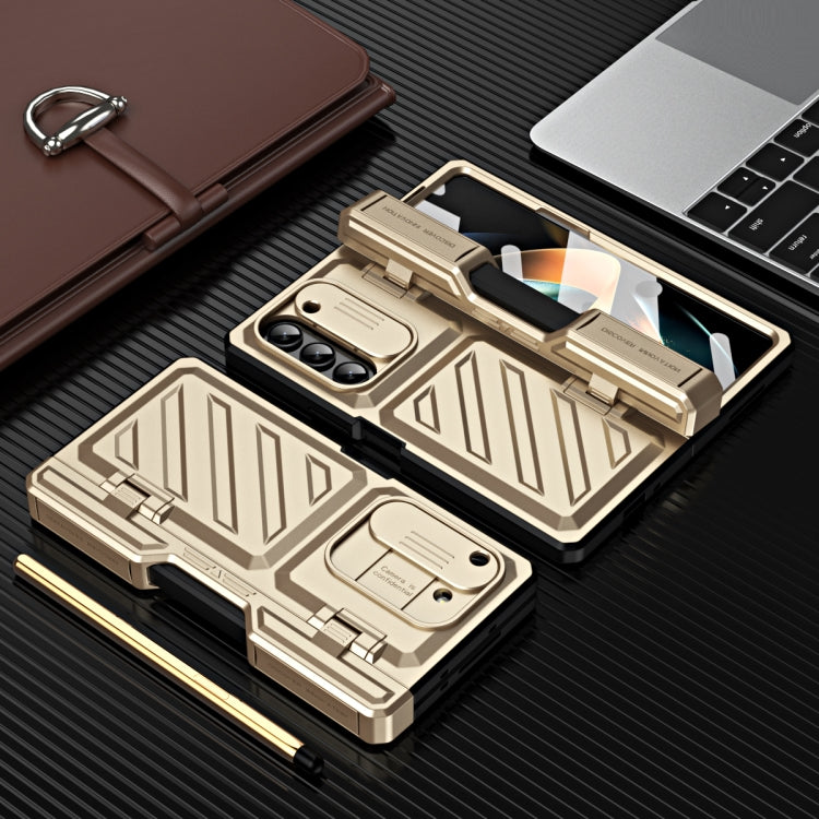 For Samsung Galaxy Z Fold5 TPU + PC Integrated All-inclusive Shockproof Phone Case with Pen(Gold) - Galaxy Z Fold5 Cases by buy2fix | Online Shopping UK | buy2fix