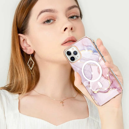 For iPhone 11 Pro Marble Pattern Dual-side IMD Magsafe TPU Phone Case(Rose Gold 005) - iPhone 11 Pro Cases by buy2fix | Online Shopping UK | buy2fix