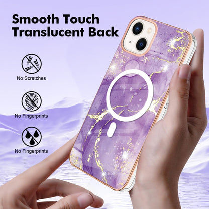 For iPhone 14 Plus Marble Pattern Dual-side IMD Magsafe TPU Phone Case(Purple 002) - iPhone 14 Plus Cases by buy2fix | Online Shopping UK | buy2fix