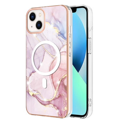 For iPhone 15 Plus Marble Pattern Dual-side IMD Magsafe TPU Phone Case(Rose Gold 005) - iPhone 15 Plus Cases by buy2fix | Online Shopping UK | buy2fix