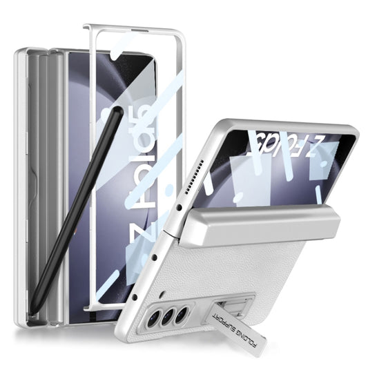 For Samsung Galaxy Z Fold5 GKK Magnetic Flip Plain Leather Phone Case with Pen Box(Silver) - Galaxy Z Fold5 Cases by GKK | Online Shopping UK | buy2fix