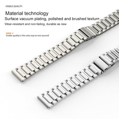 22mm Three Strains Jump Buckle Titanium Metal Watch Band(Silver) - Watch Bands by buy2fix | Online Shopping UK | buy2fix