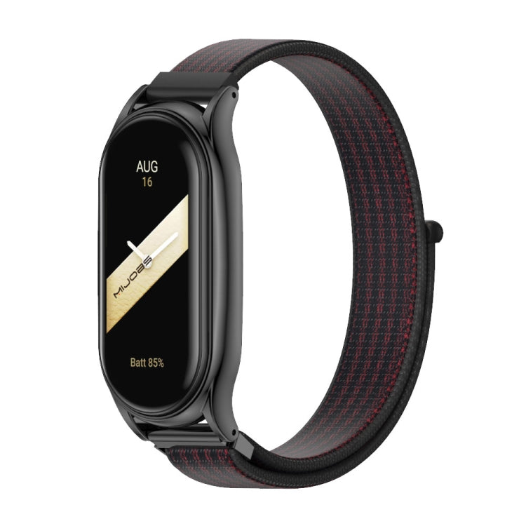 For Xiaomi Mi Band 8 Mijobs Plus Case Breathable Nylon Loop Watch Band(Black Red) - Watch Bands by MIJOBS | Online Shopping UK | buy2fix