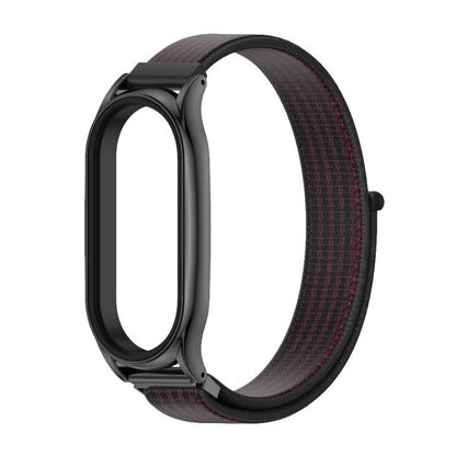 For Xiaomi Mi Band 8 Mijobs Plus Case Breathable Nylon Loop Watch Band(Black Red) - Watch Bands by MIJOBS | Online Shopping UK | buy2fix