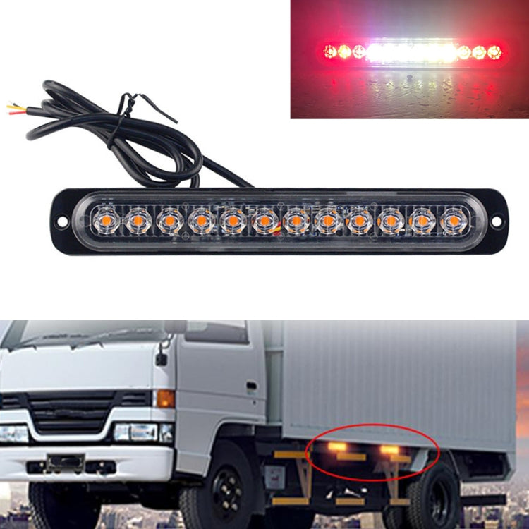 DC12V-24V / 36W Car Truck Emergency Strobe Flash Warning Light 12LEDs Long Ultra-thin Side Lights(Red + White + Red) - In Car by buy2fix | Online Shopping UK | buy2fix