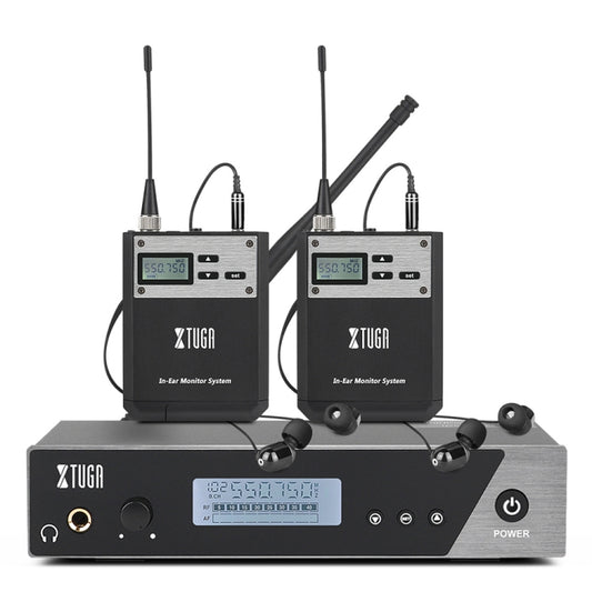 XTUGA  IEM1100 Professional Wireless In Ear Monitor System 2 BodyPacks(EU Plug) - Microphone by XTUGA | Online Shopping UK | buy2fix