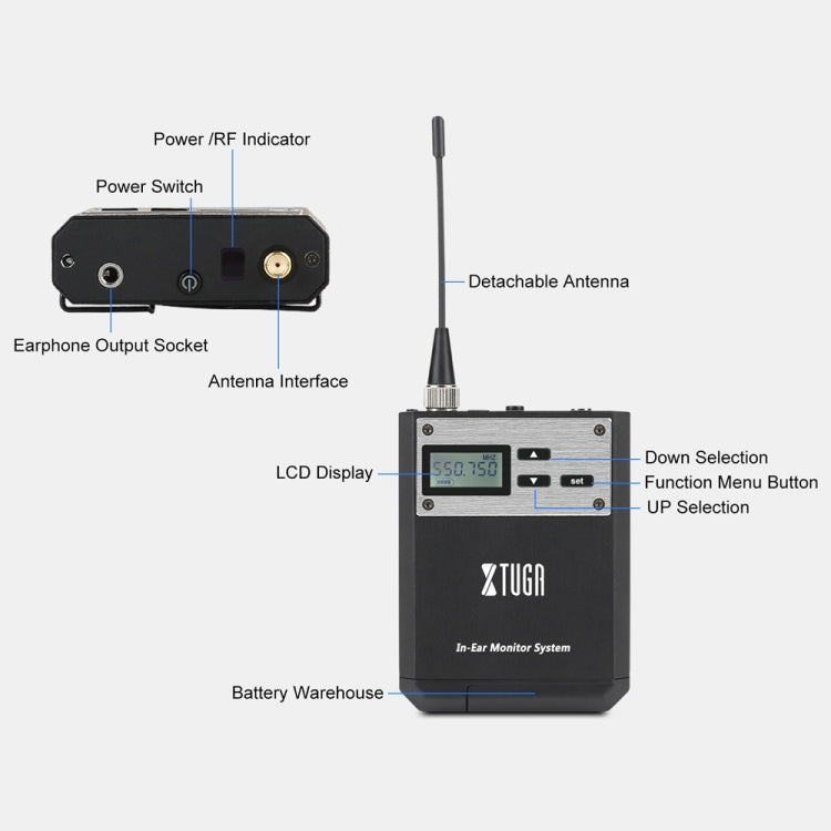 XTUGA  IEM1100 Professional Wireless In Ear Monitor System 4 BodyPacks(AU Plug) - Microphone by XTUGA | Online Shopping UK | buy2fix