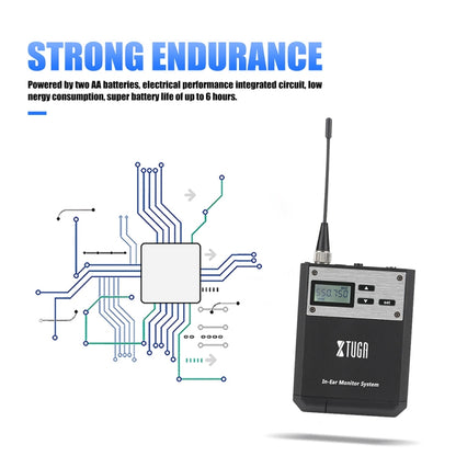 XTUGA  IEM1100 Professional Wireless In Ear Monitor System 1 BodyPacks(UK Plug) - Microphone by XTUGA | Online Shopping UK | buy2fix