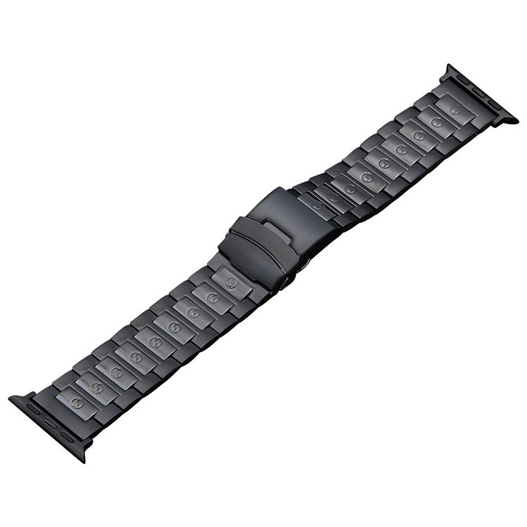 For Apple Watch Series 6 40mm Safety Buckle Titanium Steel Watch Band(Black) - Watch Bands by buy2fix | Online Shopping UK | buy2fix