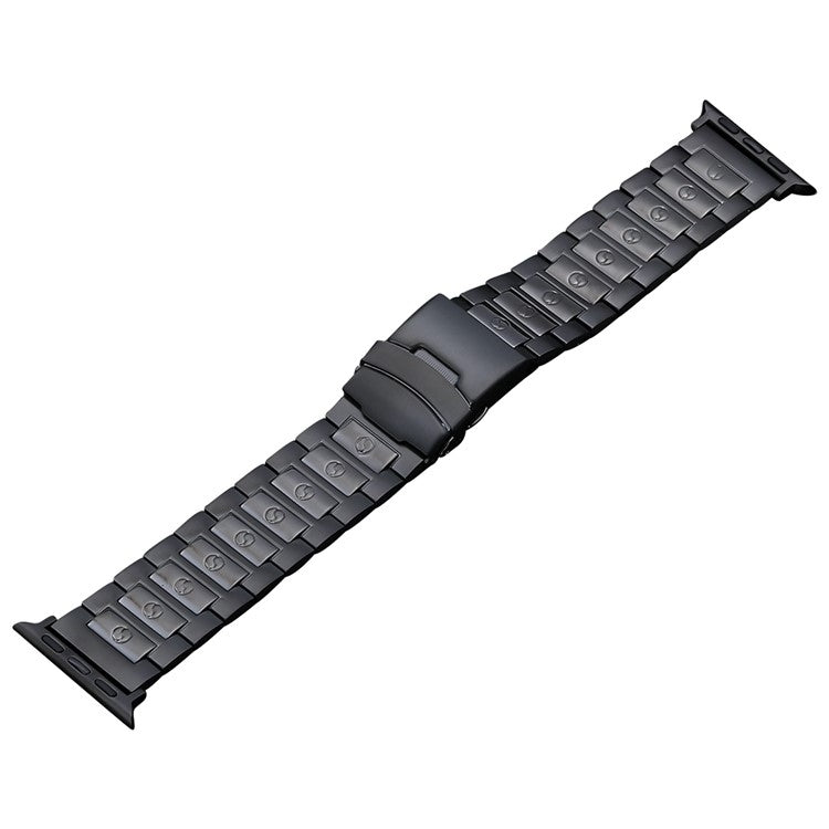 For Apple Watch Ultra 2 49mm Safety Buckle Titanium Steel Watch Band(Black) - Watch Bands by buy2fix | Online Shopping UK | buy2fix