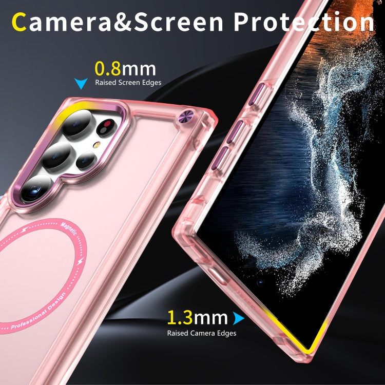 For Samsung Galaxy S24 Ultra 5G Skin Feel TPU + PC MagSafe Magnetic Phone Case(Transparent Pink) - Galaxy S24 Ultra 5G Cases by buy2fix | Online Shopping UK | buy2fix