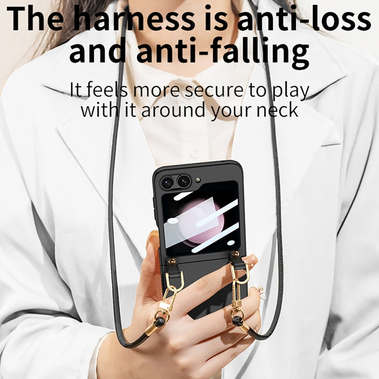 For Samsung Galaxy Z Flip5 GKK Cross-body Ultra-thin PC Phone Case with Strap(Black) - Galaxy Z Flip5 Cases by GKK | Online Shopping UK | buy2fix