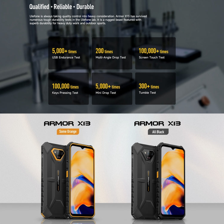 Ulefone Armor X13, 6GB+64GB, IP68/IP69K Rugged Phone, 6.52 inch Android 13 MediaTek Helio G36 Octa Core, Network: 4G, NFC, OTG(All Black) - Ulefone by Ulefone | Online Shopping UK | buy2fix