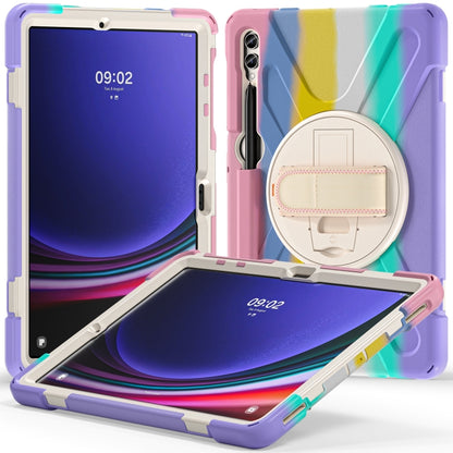 For Samsung Galaxy Tab S9+ / S8+ Rotary Handle Grab TPU + PC Tablet Case(Colorful Pink) - Galaxy Tab S9+ Cases by buy2fix | Online Shopping UK | buy2fix