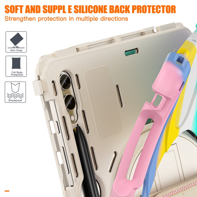 For Samsung Galaxy Tab S9+ / S8+ Rotary Handle Grab TPU + PC Tablet Case(Colorful Pink) - Galaxy Tab S9+ Cases by buy2fix | Online Shopping UK | buy2fix