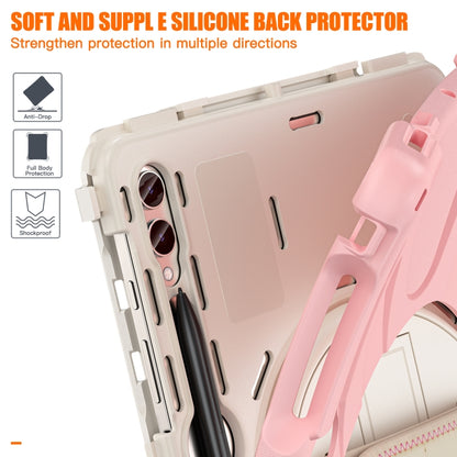 For Samsung Galaxy Tab S9+ / S8+ Rotary Handle Grab TPU + PC Tablet Case(Pink) - Galaxy Tab S9+ Cases by buy2fix | Online Shopping UK | buy2fix