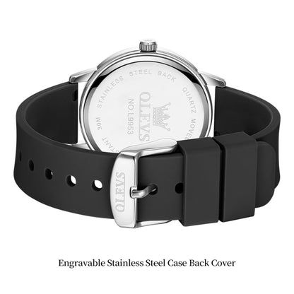 OLEVS 9953 Women Simple Silicone Strap Waterproof Quartz Watch(Black) - Silicone Strap Watches by OLEVS | Online Shopping UK | buy2fix