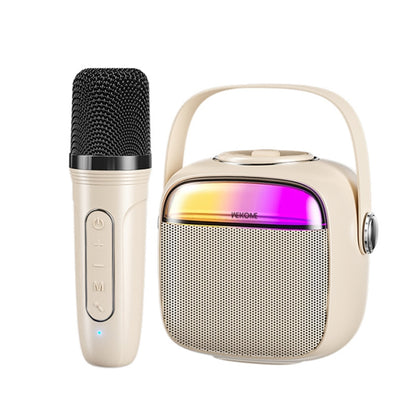 WK D43 Mini Karaoke Bluetooth Speaker(Beige) - Microphone by WK | Online Shopping UK | buy2fix