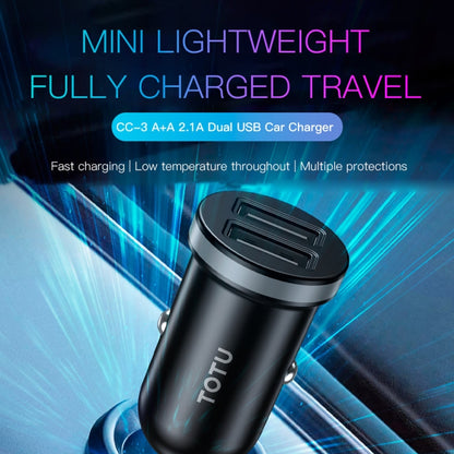 TOTU CC-3 2.1A Dual USB-A Port Car Charger(Grey) - Car Charger by TOTUDESIGN | Online Shopping UK | buy2fix