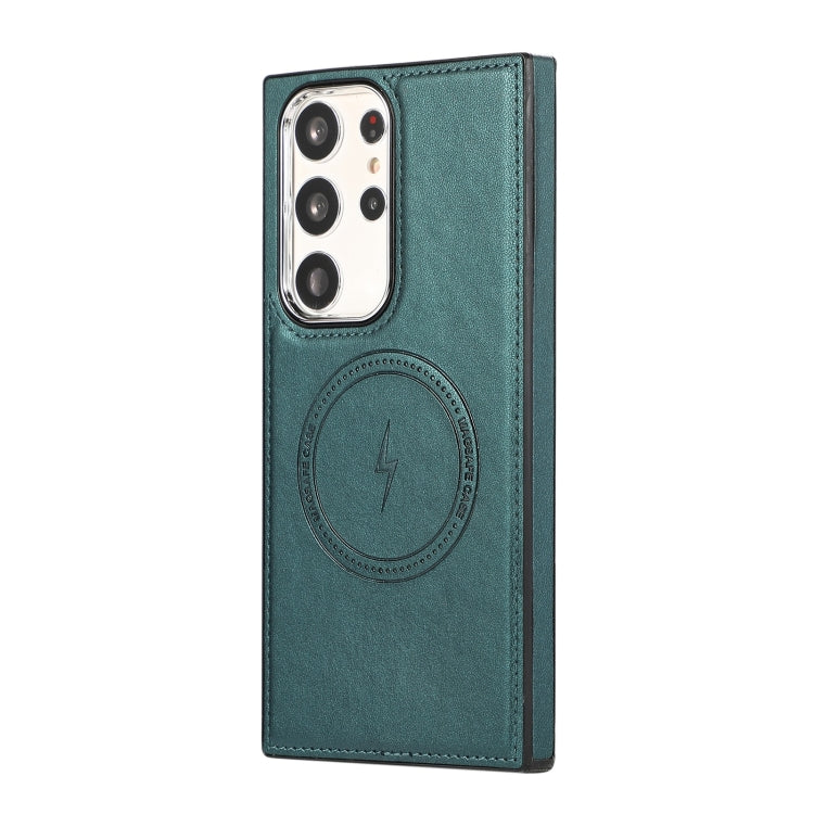 For Samsung Galaxy S22 Ultra 5G Side Leather Magsafe Phone Case(Green) - Galaxy S22 Ultra 5G Cases by buy2fix | Online Shopping UK | buy2fix