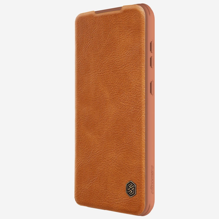 For Samsung Galaxy A55 NILLKIN QIN Series Pro Sliding Camera Cover Design Leather Phone Case(Brown) - Galaxy Phone Cases by NILLKIN | Online Shopping UK | buy2fix