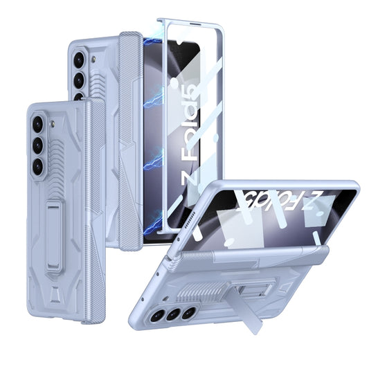 For Samsung Galaxy Z Fold5 GKK Integrated Magnetic Armor Flip Phone Case with Holder(Light Blue) - Galaxy Z Fold5 Cases by GKK | Online Shopping UK | buy2fix