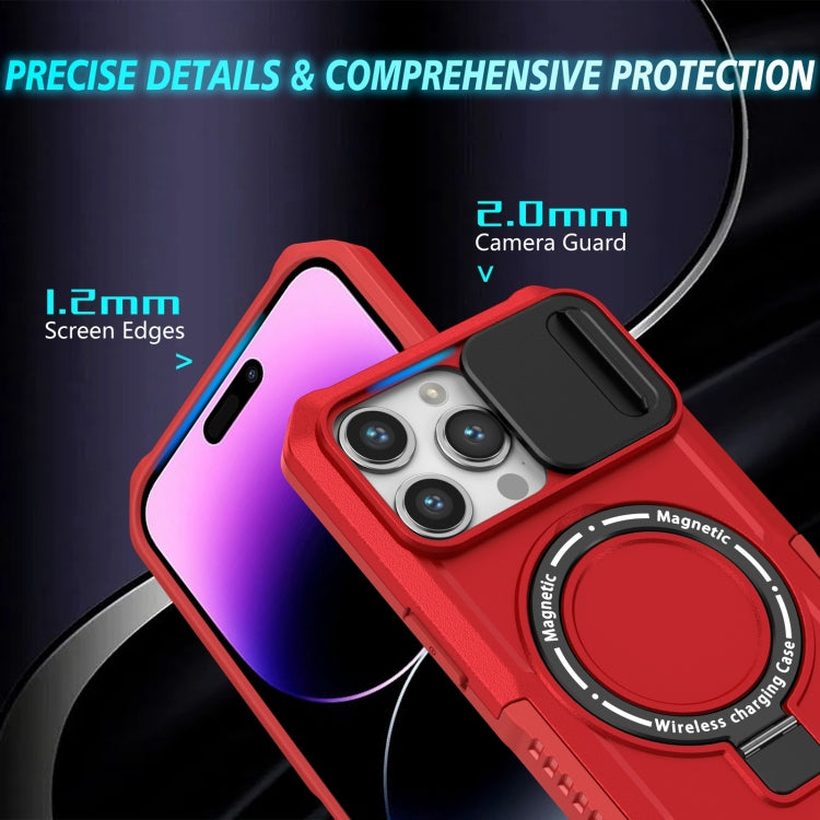 For iPhone 14 Pro Sliding Camshield Magsafe Holder TPU Hybrid PC Phone Case(Red) - iPhone 14 Pro Cases by buy2fix | Online Shopping UK | buy2fix