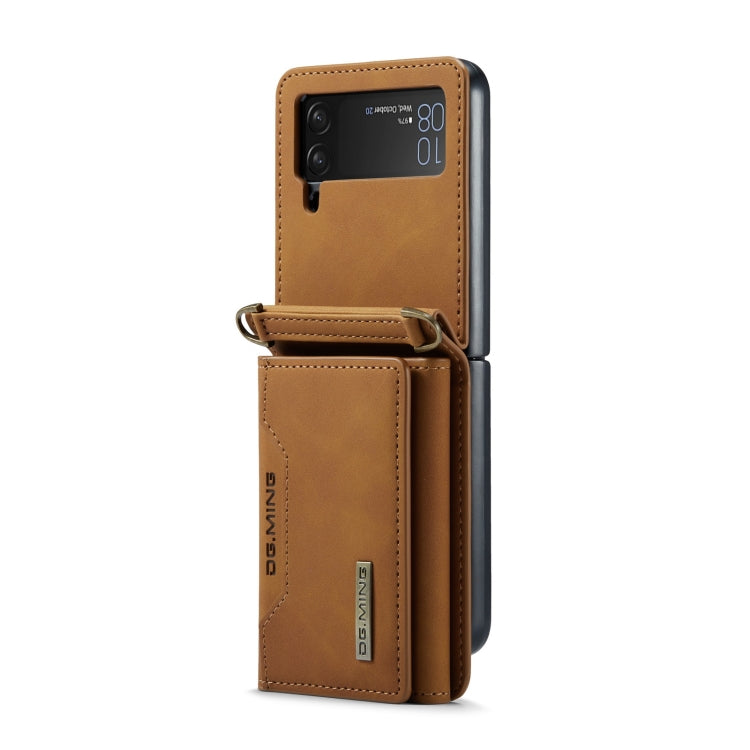For Samsung Galaxy Z Flip3 5G DG.MING M2 Series Card Bag Magnetic Leather Phone Case(Brown) - Galaxy Phone Cases by DG.MING | Online Shopping UK | buy2fix