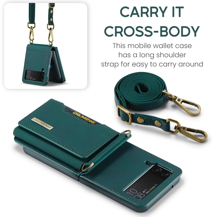 For Samsung Galaxy Z Flip4 5G DG.MING M2 Series Card Bag Magnetic Leather Phone Case(Green) - Galaxy Z Flip4 5G Cases by DG.MING | Online Shopping UK | buy2fix