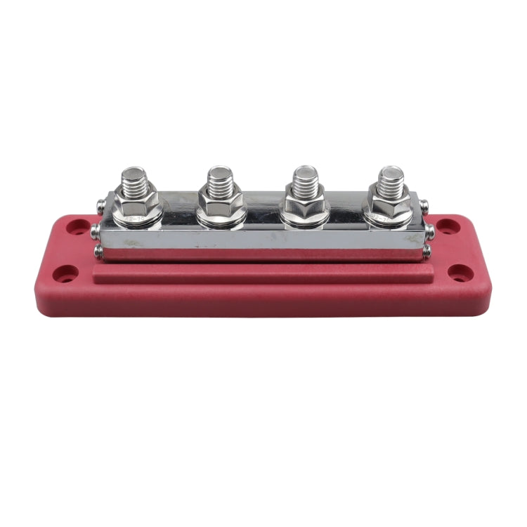 RV 600A High Current Busbar 4-way Straight M10 Wiring Studs(Red) - Fuse by buy2fix | Online Shopping UK | buy2fix