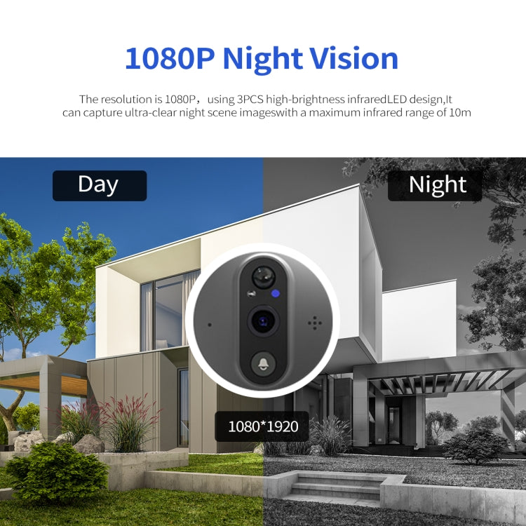 ESCAM C85 1080P 4.3 inch Smart WIFI Digital Door Viewer Supports Wide-Angle PIR & Night Vision & Dingdong Photo(White) - Video DoorBell by ESCAM | Online Shopping UK | buy2fix