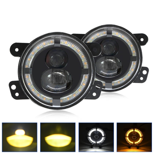 For Jeep Wrangler JK 2 Door 2007-2015 Y4 4 inch 1 Pair Light Guide Dual Lens Fog Light(Yellow White) - Fog / Driving Lights by buy2fix | Online Shopping UK | buy2fix